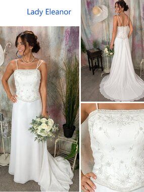 π Classic A-line Silhouette Embellished Beaded Bodice - Train Wedding Gown